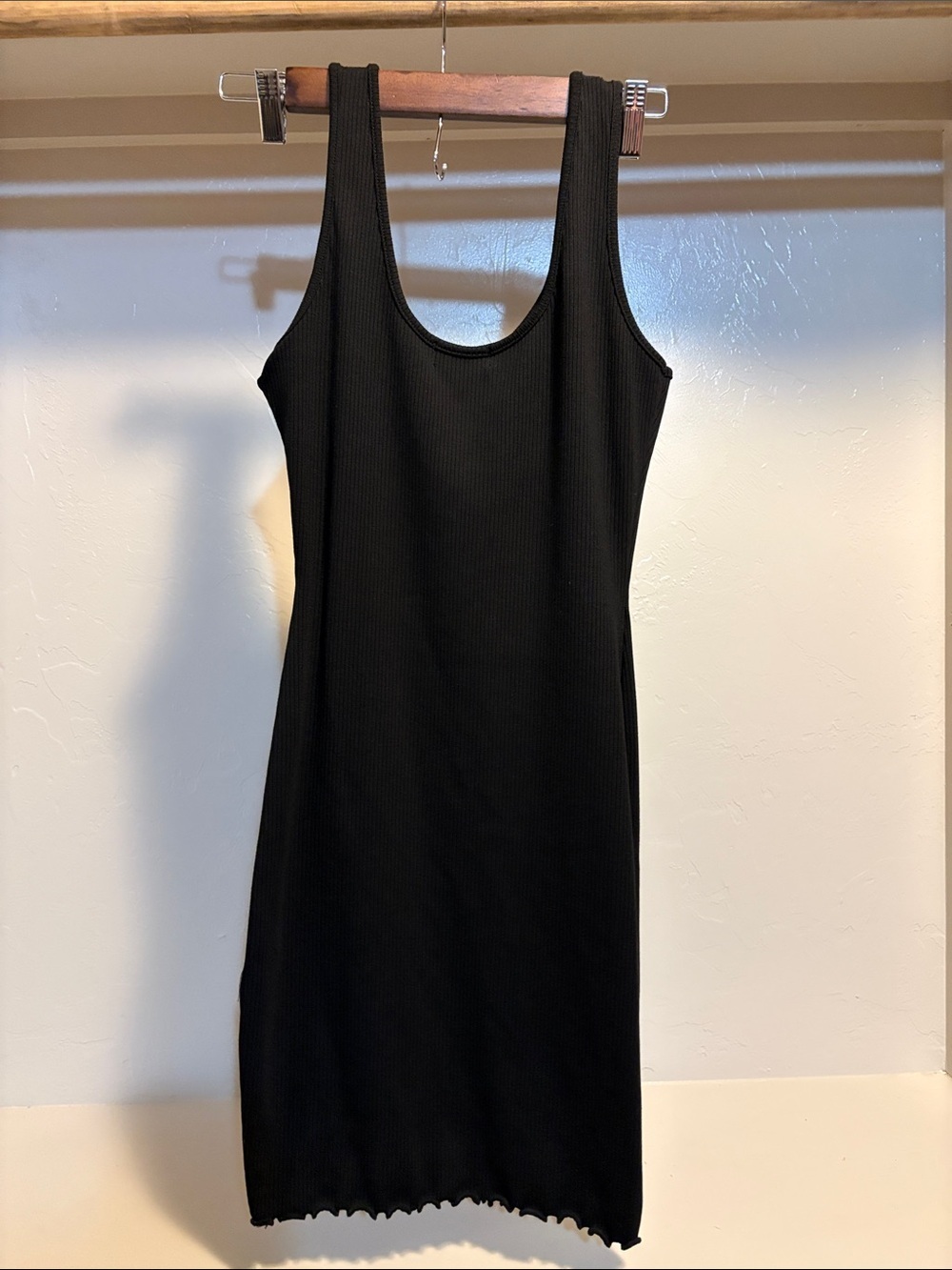 Classic Black Ribbed Tank Mini Dress - Picture 4 of 5